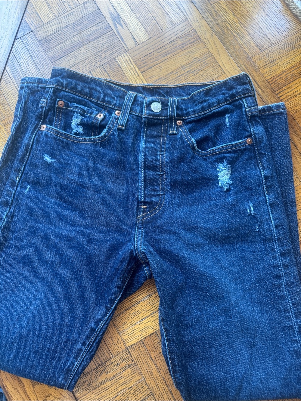 Women's Skinny Distressed Dark Blue Jeans